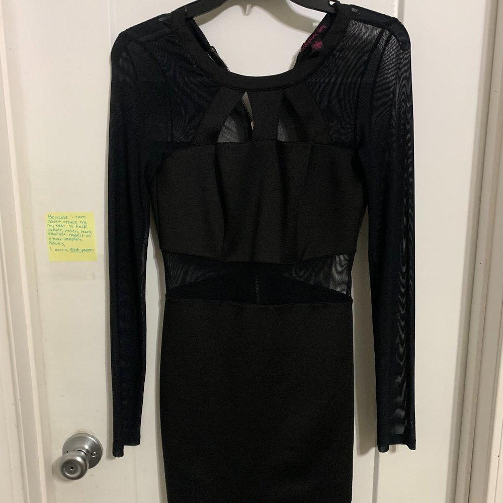 Sexy mesh black bodycon dress